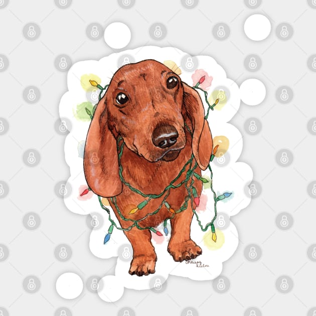 Dachshund with Christmas Lights Sticker by Csieben